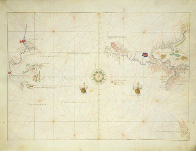 The Pacific Ocean, from an Atlas of the World in 33 Maps, Venice, 1st September 1553 by Battista Agnese